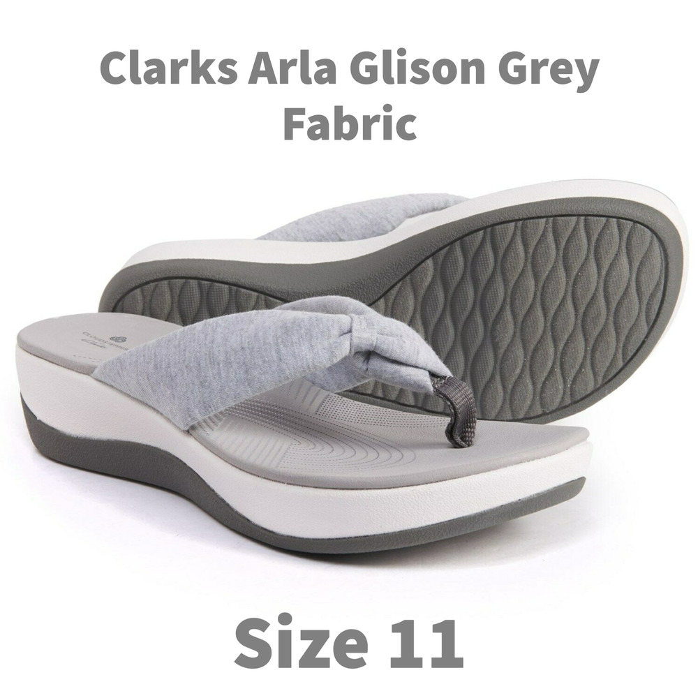 Clarks Cloudsteppers Women's Arla Glison Slide Sandals, 11 M Size, Grey Fabric